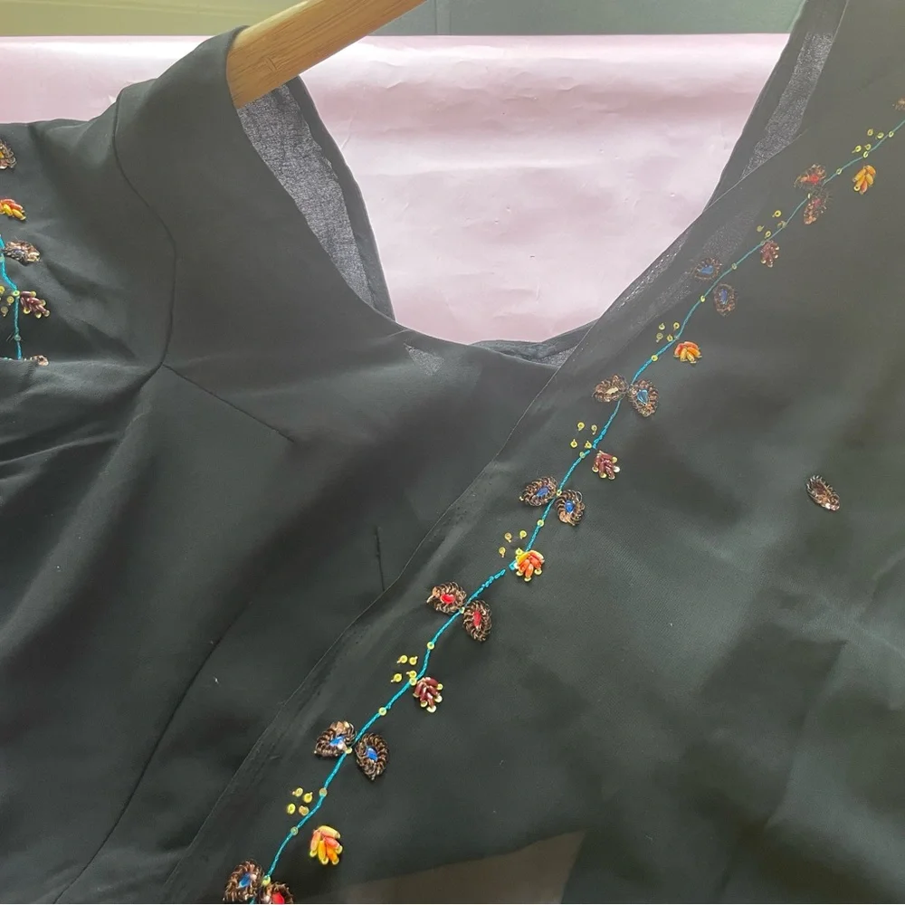 Beautiful delicate black sari designer new lightweight  embroidery elegant new - Picture 8 of 10